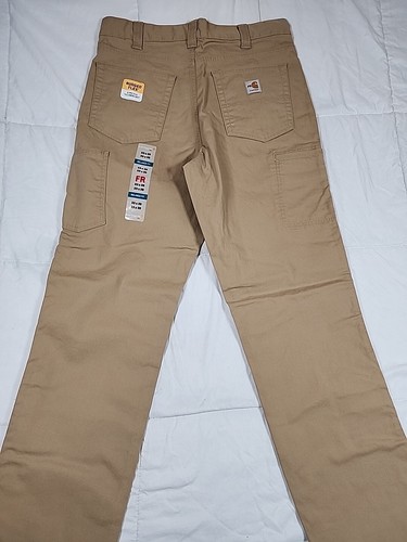 33x36 Carhartt Men Flame Resistant Rugged Flex Relaxed Fit Canvas Pants Khaki - Picture 14 of 18