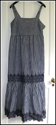 M&S COLLECTION NAVY/WHITE  GINGHAM (MADE IN INDIA) 100% COTTON DRESS - SIZE 18