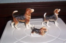 Miniature 3 Piece Bone China Beagle Family