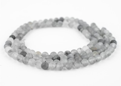 Matte Round Cloudy Quartz Beads 6mm Grey Gemstone 15 Inch Strand