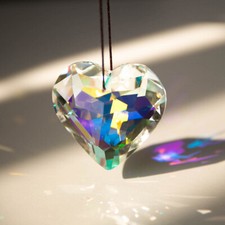 Suncatcher Heart Pendant Rainbow Crystal Window Hanging Prism Gifts Decora