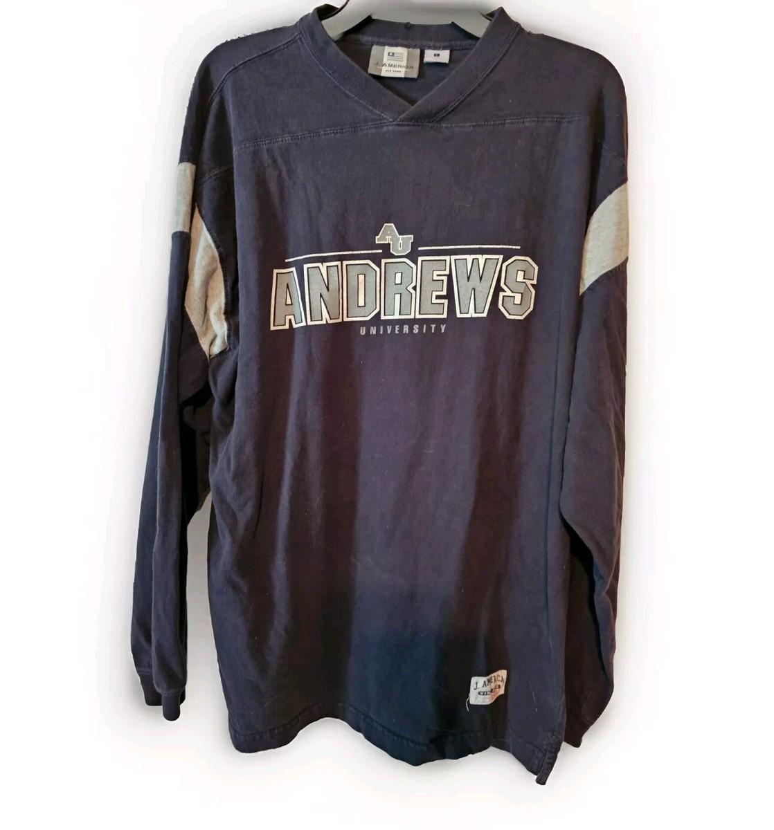Vintage Andrew University Mens Long SLEEVE Large V Neck T Shirt AU