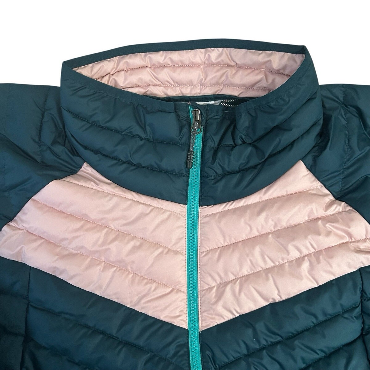 【希少カラー⭐️】極暖columbia キルティングダウン ダークネイビー　ピンク Columbia Jacket Women's 2X Powder Lite II Full Zip Puffer Green