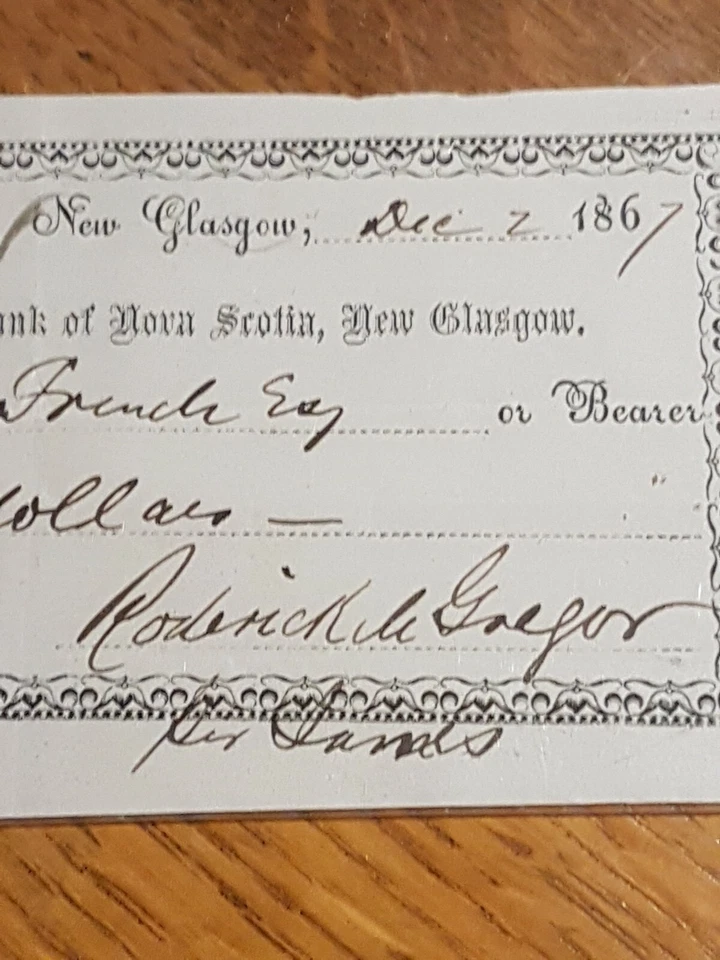 ➡➡1867 $50 Bank of Nova Scotia Chartered Bank RARE- War R.McGregor VC Signature - Image 3 of 4