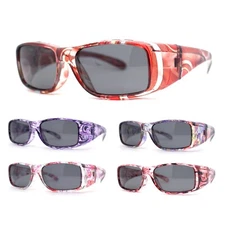 Polarized Super Wide Oversized 63mm Rectangular Fit Over Plastic Sunglasses