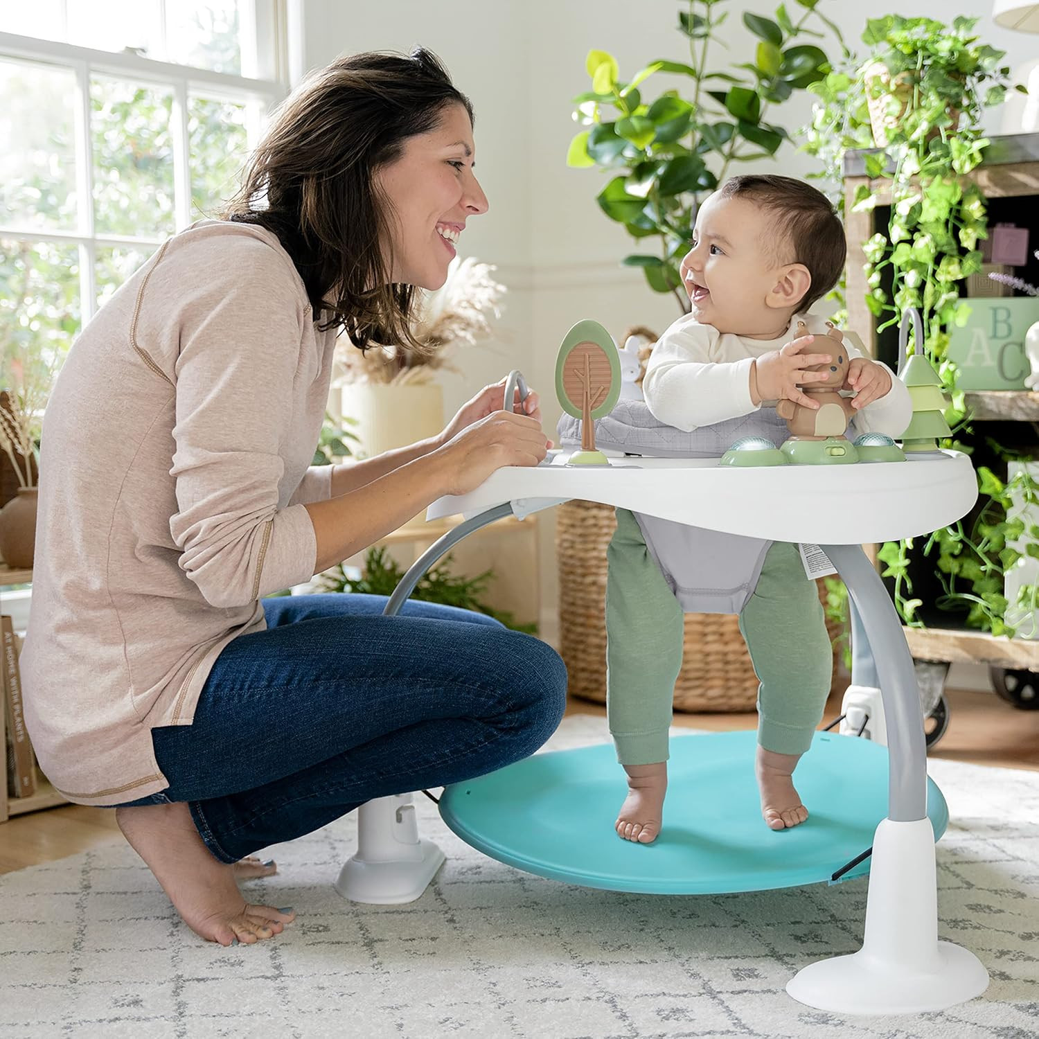 Spring & Sprout 2-In-1 Baby Activity Center Jumper and Table with Infant Toys - 