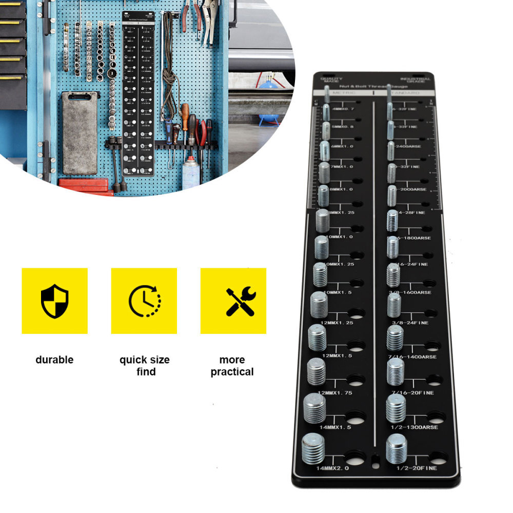 28 Bolt and Nut Identifier Gauge Nut and Bolt Thread Checker 14 Metric & 14 Stan