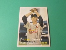 1957 TOPPS TOM CHENEY #359 ROOKIE CARD CARDINALS HIGHER HIGH GRADE NO CREASES. rookie card picture