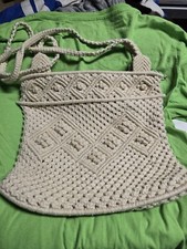 Vintage Ladies Beige Knitted Handbag 10 X 9 New