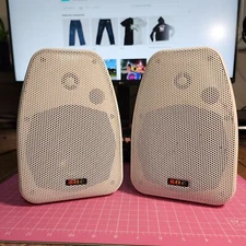 Adatto A-1 Speakers Pair White 8 Ohm BIC America Model Home Audio System Used