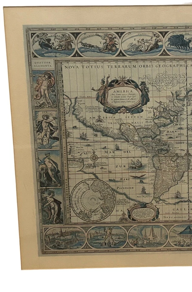 Vintage Reproduction Ancient Map of the World 1630 Framed 24 3/4” X 19 3/4” - Image 4 of 4