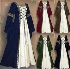 Nouvelle Renaissance médiévale femmes dentelle à manches longues robe Costume DE