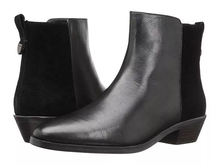 280 Coach Carmen Leather Suede Black Semi Matte Ankle Chelsea