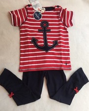 Hatley Nautical Playset Red Striped Shirt Anchor  Navy Leggings sz 4