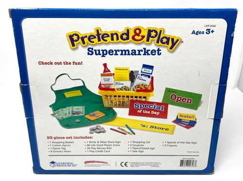 Juego de 93 piezas de recursos de aprendizaje supermercado y calculadora de caja registradora mayores de 3 años - Imagen 4 de 23