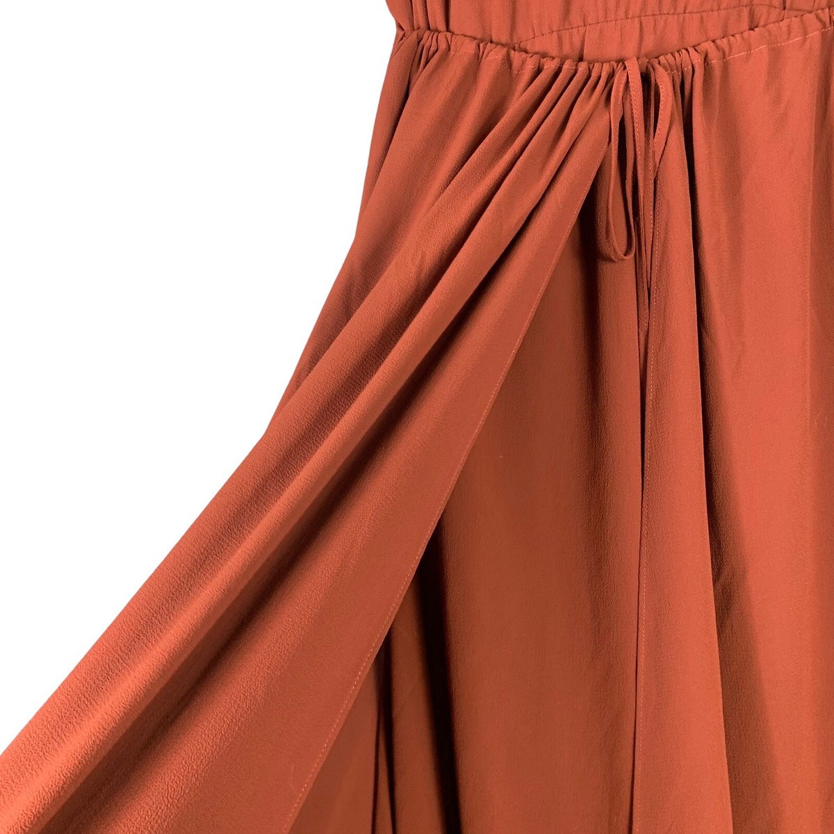 City Chic Maxi Dress Size 22 Burnt Orange Strappy V Neck Tie Gathered Front  | eBay