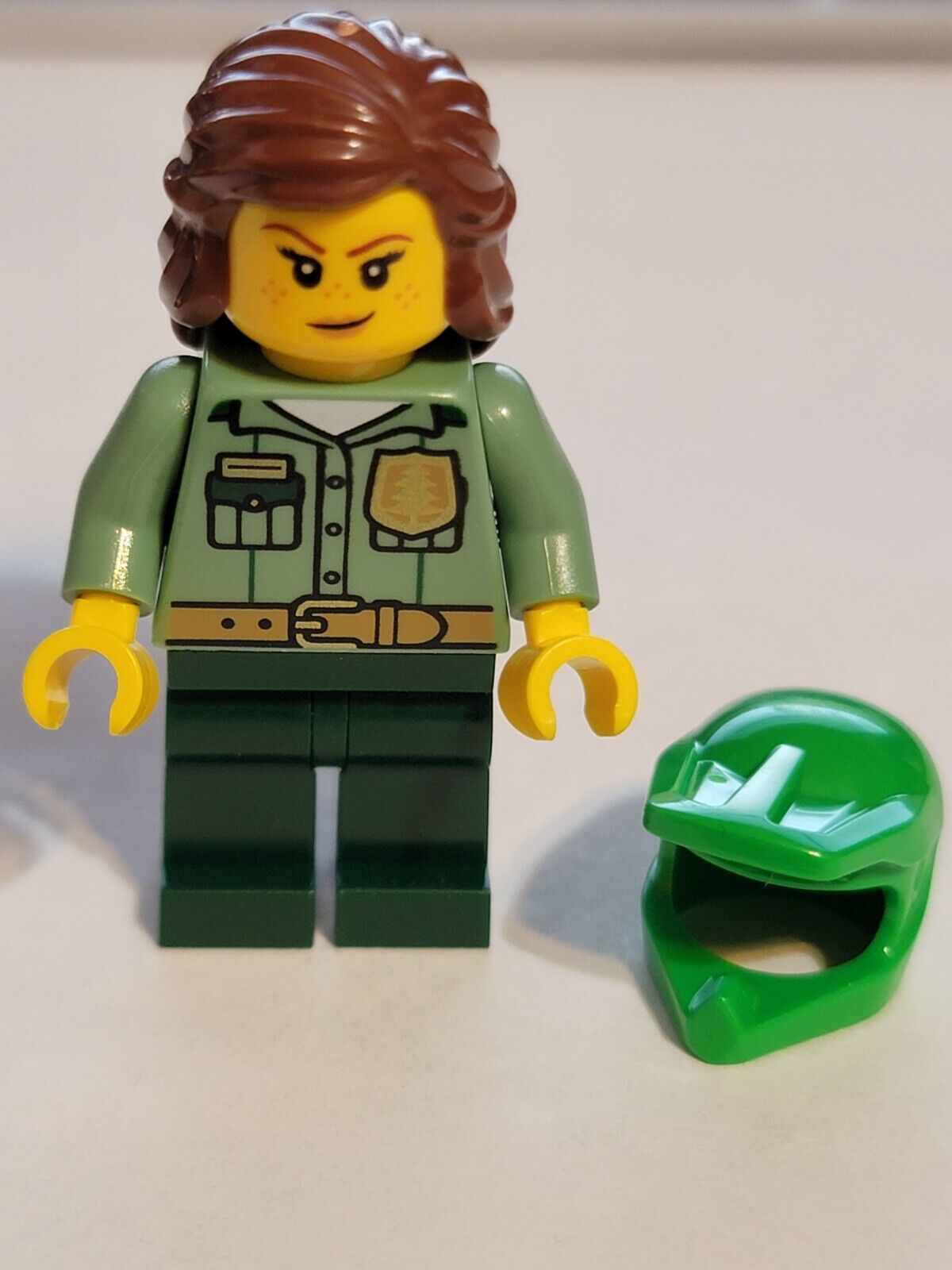 LEGO cty1528 Park Ranger Female Sand Green Shirt Dark Green Legs with  Helmet NEW | eBay