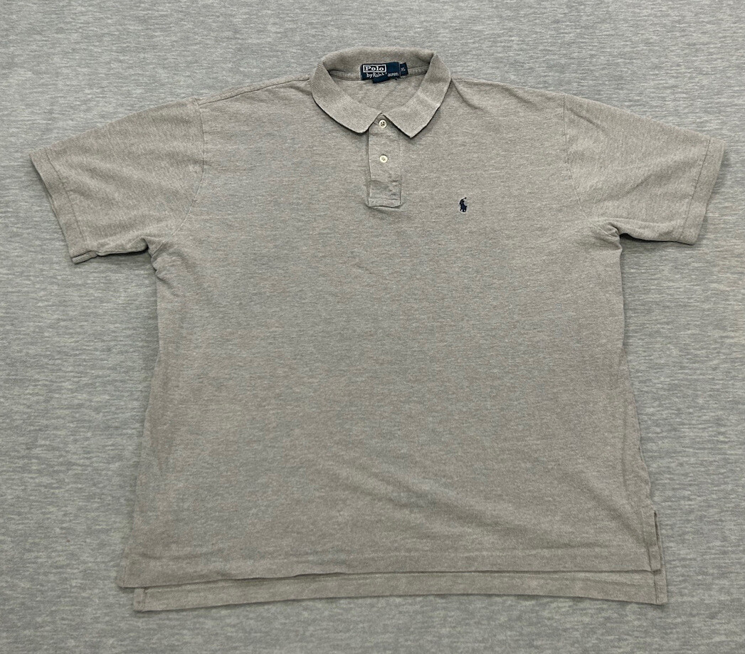 Polo Ralph Lauren camicia uomo extra large grigio blu pony golf preppy vestibilità classica