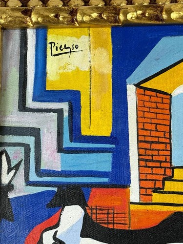 Pintura al óleo sobre lienzo de Pablo Picasso (hecha a mano) enmarcada firmada y estampada - Imagen 4 de 6