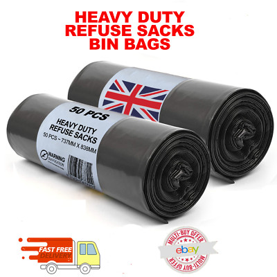 500 EXTRA STRONG HEAVY DUTY BLACK BIN LINERS RUBBISH BAGS WASTE REFUSE SACKS