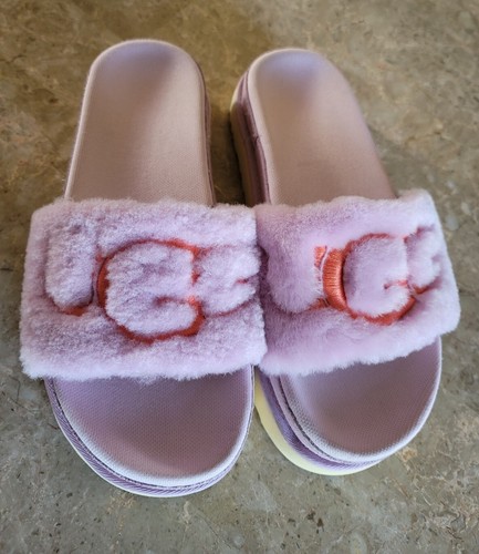 UGG LATON FUR SLIDE CALIFORNIA ASTER UGG EMBROIDERY SANDAL Women's Size 9 - Picture 4 of 12