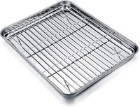 Teamfar Backblech Mit AbküHlgitter, Edelstahl Klein Backform Mini-Ofenschale