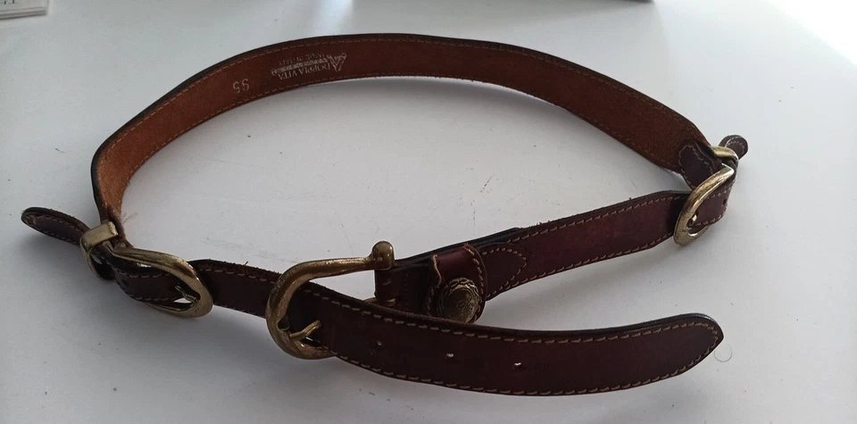 Cinturón Adoppia Doppia Vita Italia Cuero Marrón con 3 Hebillas Latón 95 cm [37]  Foto 2 de 4