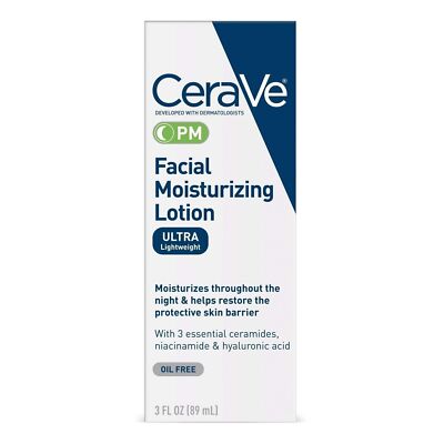 SM CeraVe Facial Moisturizing Lotion PM Ultra Lightweight 3 Oz (3 Pack)