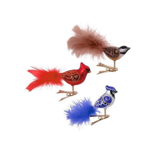 Hallmark 2018 Beautiful Little Bird Trio Cardinal Blue Jay Chickadee 3 Ornaments - Picture 5 of 5