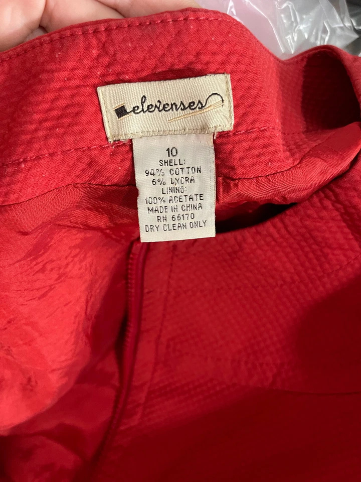 Elevenses Women’s Red Cotton Blend Round Neck Full Zip Jacket Size 10 - Image 4 of 4