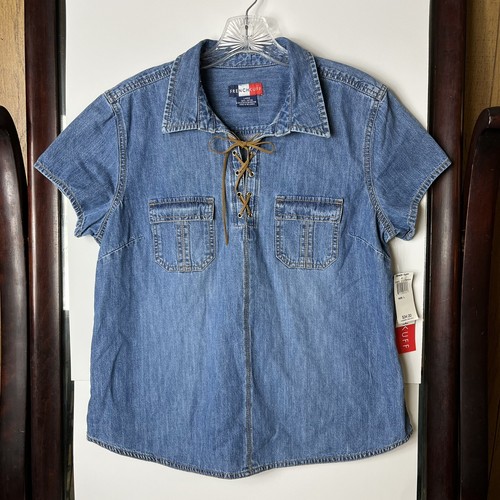 NWT French Cuff Women's Blue Denim Jean 