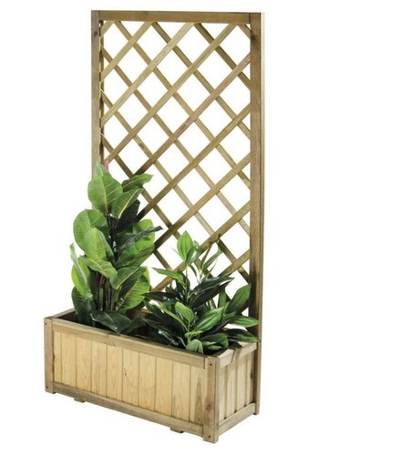 Fioriera con spalliera a griglia in legno massiccio. LAP 90x135x40 cm. OFFERTA - Foto 2 di 4