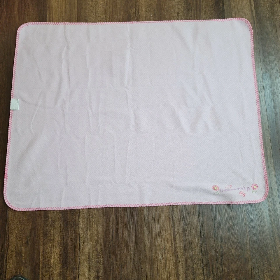 Baby Connection Fleece Security Blanket Pink Texture I Love Mommy Flower Soft Foto 3 de 4