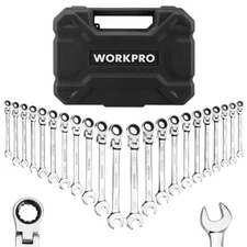 WORKPRO 22PC Ratcheting Wrench Set 72 Teeth Flex-Head Ratchet Combination Wrench