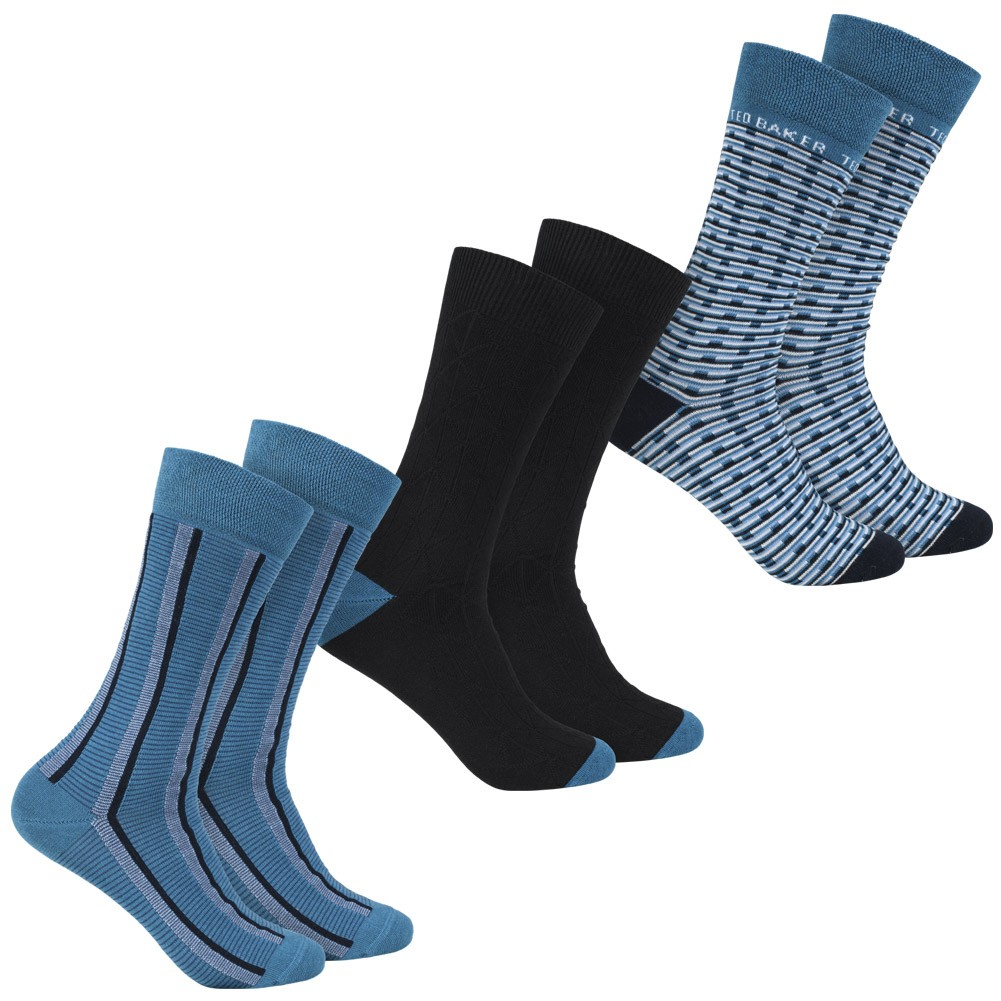 Носки TED BAKER Focus Herren Socken 3 пары обычная повседневная форма schwarz blau neu 4190₽