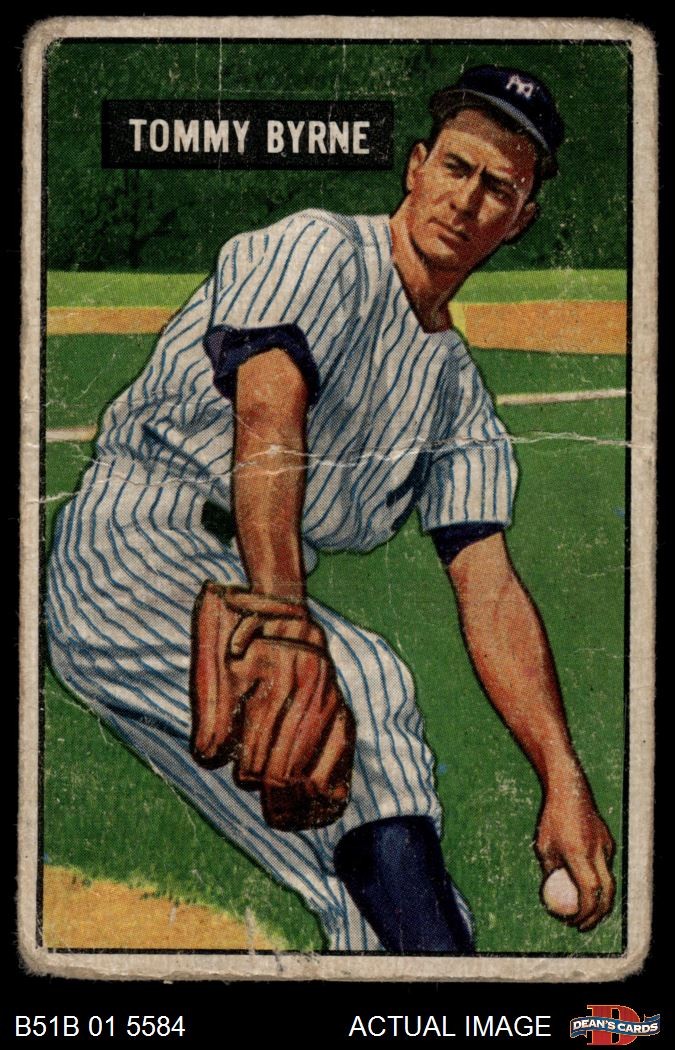 1951 Bowman #73 Tommy Byrne Yankees AUTHENTIC