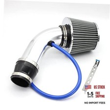 Silver 3" Universal Cold Air Intake Kit - Aluminum Induction Flow Hose Pipe