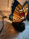 Tiffany Style Table Lamp Butterfly Stained Glass Desk Light Vintage Accent Light