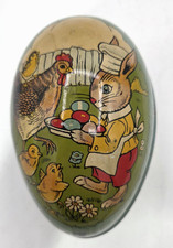 Vintage Metal Toy Egg Tin J Chein  Co Litho Candy Container Bunny Chick Easter