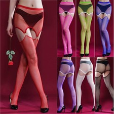 Women's Stretch Fishnet Tights Suspenders Pantyhose Garter Thigh High Stockings