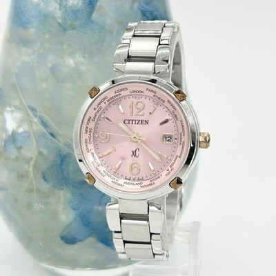 Citizen Cross Sea H246-T019587 Solar Radio Watch Silver Pink 3.7cm
