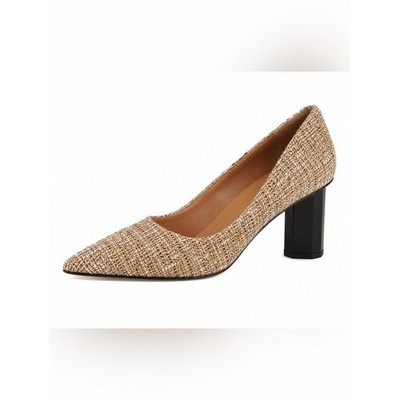 Butter Eloise Pointed Toe Pumps Size 7.5 Made In Italy Tweed Heel