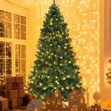 Green Christmas Tree with LED Lights Xmas Holiday Indoor Outdoor Party 4/5/6/7FT
