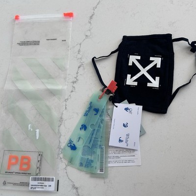 Off-White Pfeile Gesichtsmaske schwarz weiß Certilogo geprüft neu mit Etikett Tasche DS