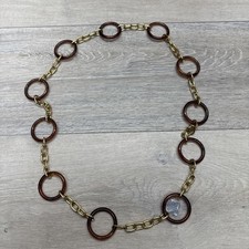 VTG Faux Round Tortoise Shell Brown Lucite Links Belt 38L" Goldtone