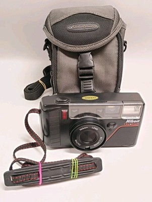 Nikon One Touch 35mm Film Camera 35mm f2.8 Macro Lens Black & Eddie Bauer Case
