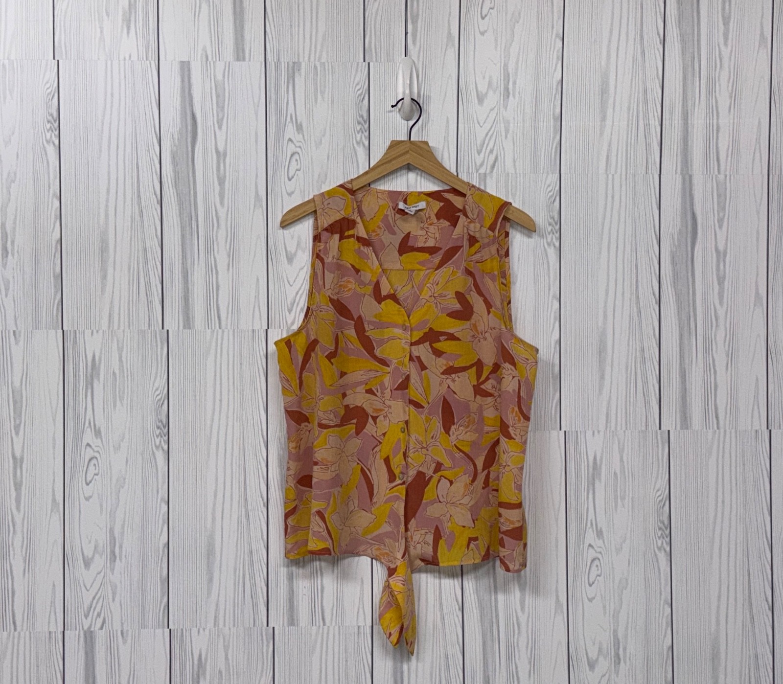 Nine West sleeveless top womens size large floral patterned blouse