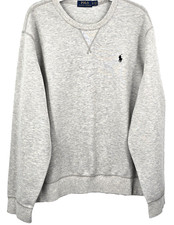 NWOT Polo Ralph Lauren Sweatshirt XL Gray Crewneck Soft Navy Pony Pullover Y2K