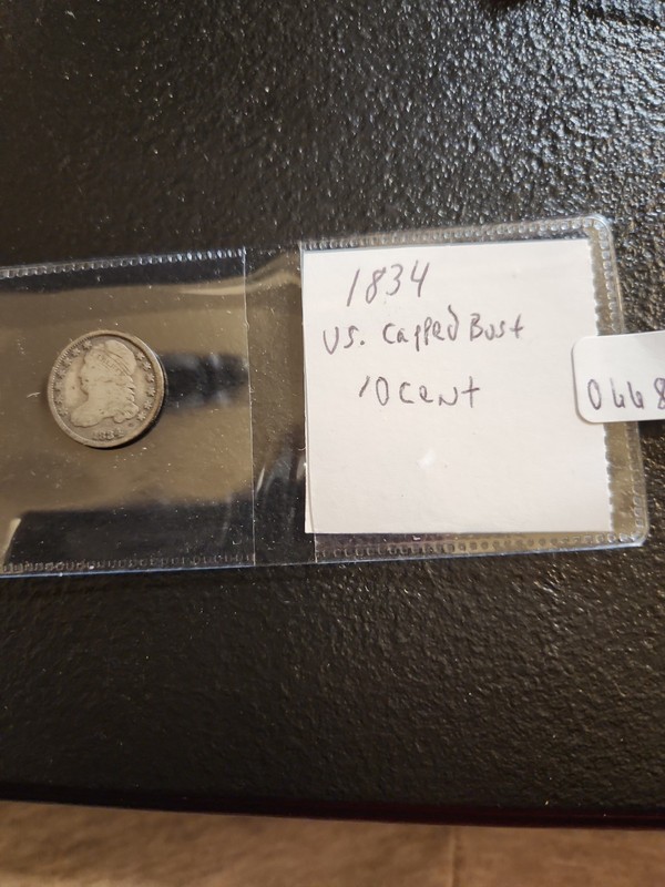 1834 US Dime Silver Capped Bust 10 Cents United States #0668