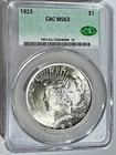 1923 Peace Dollar $1 Graded MS63 by CAC